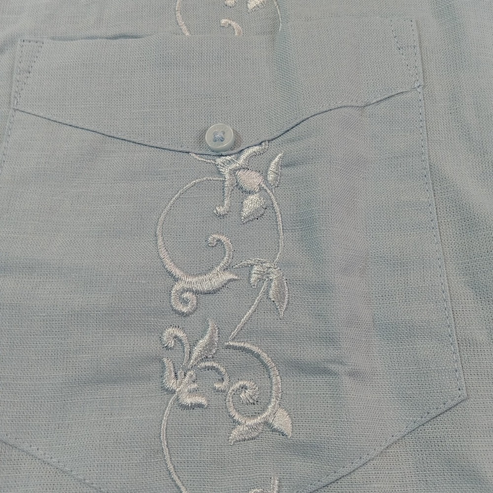 Cubavera Guayabera Men's 4XL Blue‎ Short Sleeve Embroidered - Picture 5 of 9